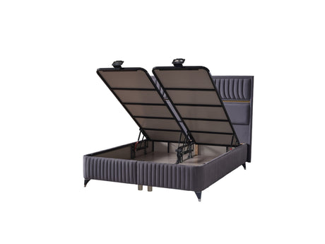 Akasya Fume King Storage Bed without Headboard from Furnia - Luna Furniture