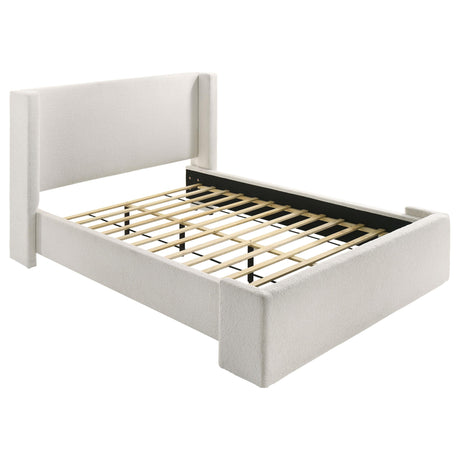 Alamosa White Boucle Upholstered Eastern King Wingback Platform Bed from Coaster - Luna Furniture