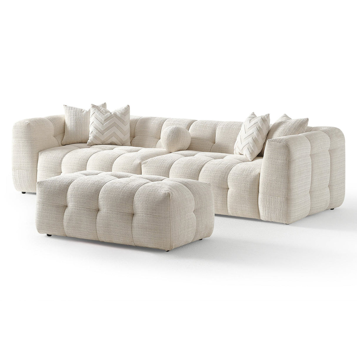 Alana Ivory Tufted Chenille Modular Sectional Sofa from Midinmod - Luna Furniture