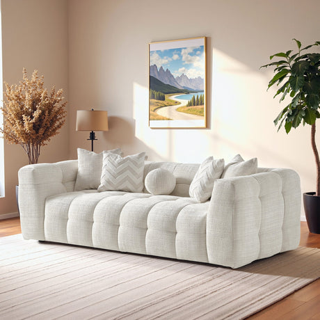 Alana Ivory Tufted Chenille Sofa from Midinmod - Luna Furniture