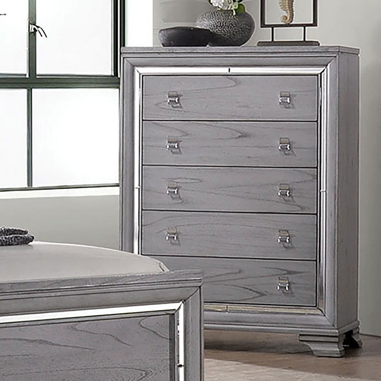 Alanis Light Gray Chest from Furniture of America - Luna Furniture