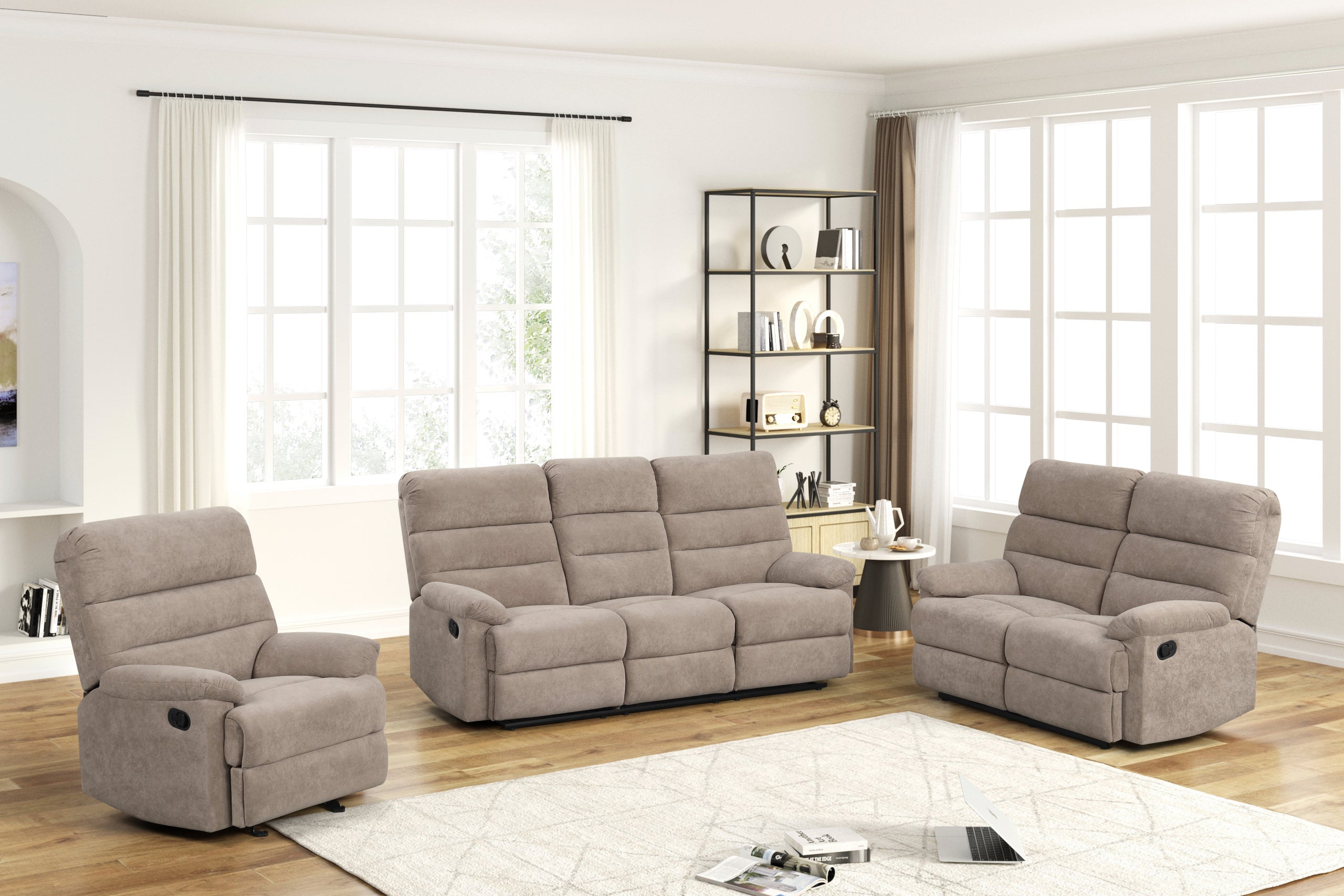 Happy Homes Albert Mocha 3-Piece Reclining Set – Luna Furniture