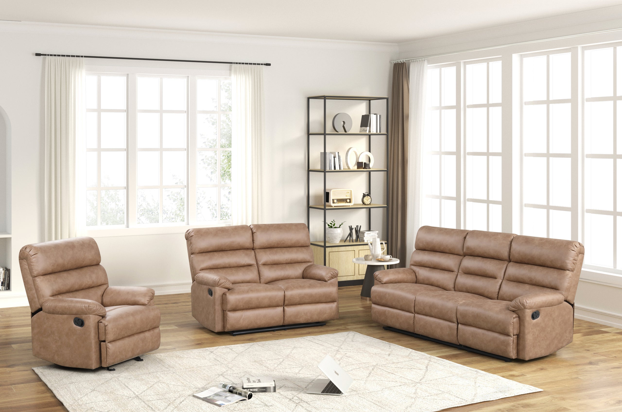 Albert Saddle 3-Piece Reclining Living Room Set – Luna Furniture