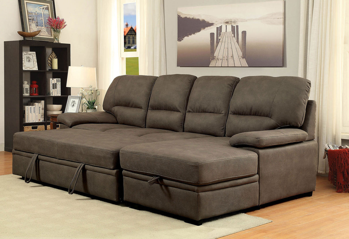 Alcester Ash Brown Sectional from Furniture of America - Luna Furniture