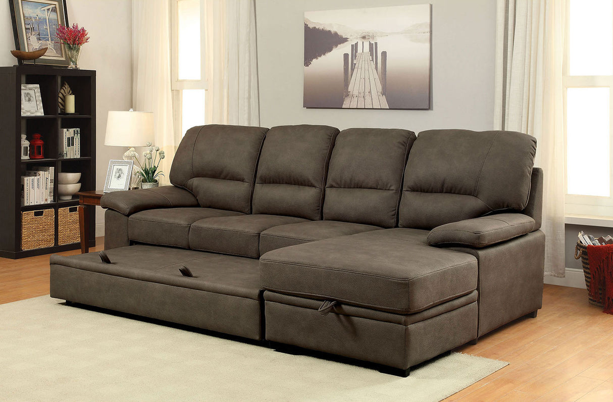 Alcester Ash Brown Sectional from Furniture of America - Luna Furniture