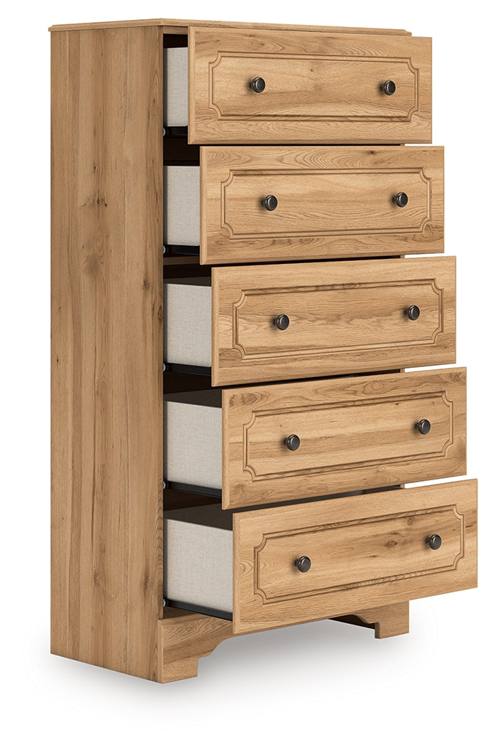 Aleaport King Panel Bed with Dresser and Chest in Warm Brown from Ashley - Luna Furniture