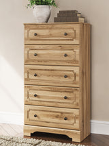 Aleaport King Panel Bed with Dresser and Chest in Warm Brown from Ashley - Luna Furniture