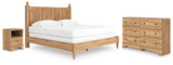 Aleaport King Panel Bed with Dresser and Nightstand in Warm Brown from Ashley Furniture - Luna Furniture