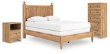 Aleaport Queen Panel Bed with Chest and Nightstand in Warm Brown from Ashley Furniture - Luna Furniture
