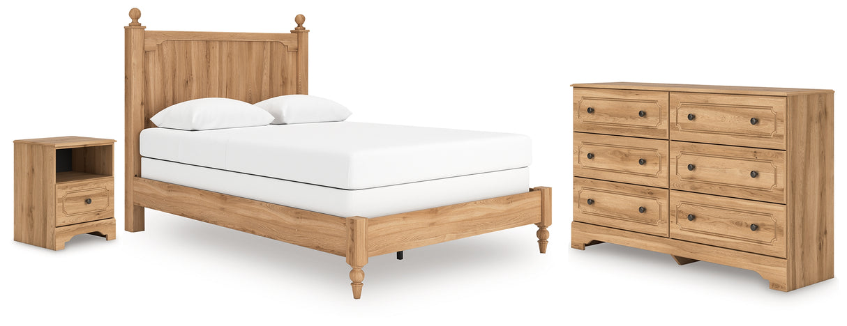 Aleaport Queen Panel Bed with Dresser and Nightstand in Warm Brown from Ashley Furniture - Luna Furniture