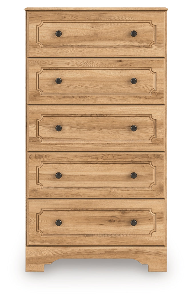 Aleaport Twin Panel Bed with Chest and Nightstand in Warm Brown from Ashley Furniture - Luna Furniture