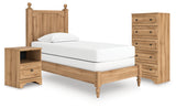 Aleaport Twin Panel Bed with Chest and Nightstand in Warm Brown from Ashley Furniture - Luna Furniture