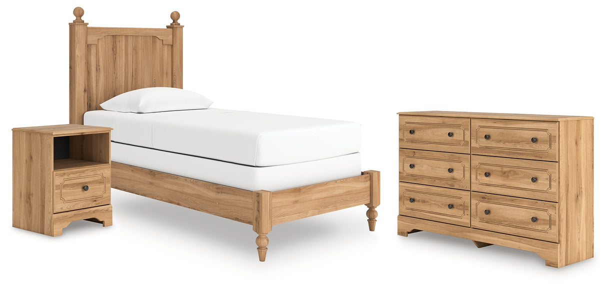 Aleaport Twin Panel Bed with Dresser and Nightstand in Warm Brown from Ashley Furniture - Luna Furniture