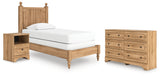 Aleaport Twin Panel Bed with Dresser and Nightstand in Warm Brown from Ashley Furniture - Luna Furniture
