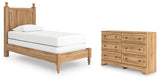 Aleaport Twin Panel Bed with Dresser in Warm Brown from Ashley Furniture - Luna Furniture