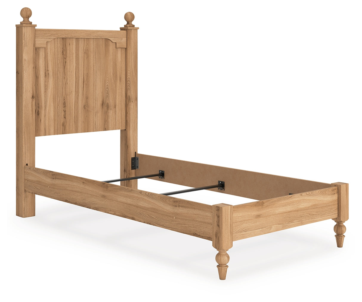 Aleaport Twin Panel Bed with Mirrored Dresser and Nightstand in Warm Brown from Ashley Furniture - Luna Furniture