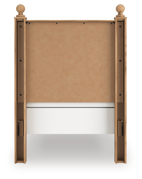 Aleaport Twin Panel Bed with Mirrored Dresser in Warm Brown from Ashley - Luna Furniture