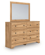 Aleaport Warm Brown King Panel Bed, Dresser, Mirror and Nightstand from Ashley - Luna Furniture