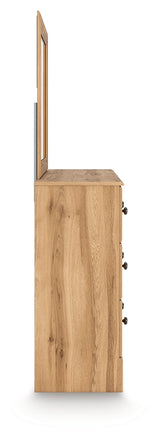 Aleaport Warm Brown King Panel Bed, Dresser, Mirror and Nightstand from Ashley - Luna Furniture