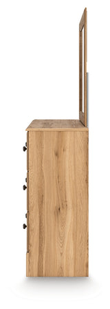 Aleaport Warm Brown King Panel Bed, Dresser, Mirror and Nightstand from Ashley - Luna Furniture