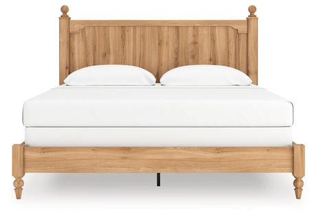 Aleaport Warm Brown King Panel Bed, Dresser, Mirror and Nightstand from Ashley - Luna Furniture