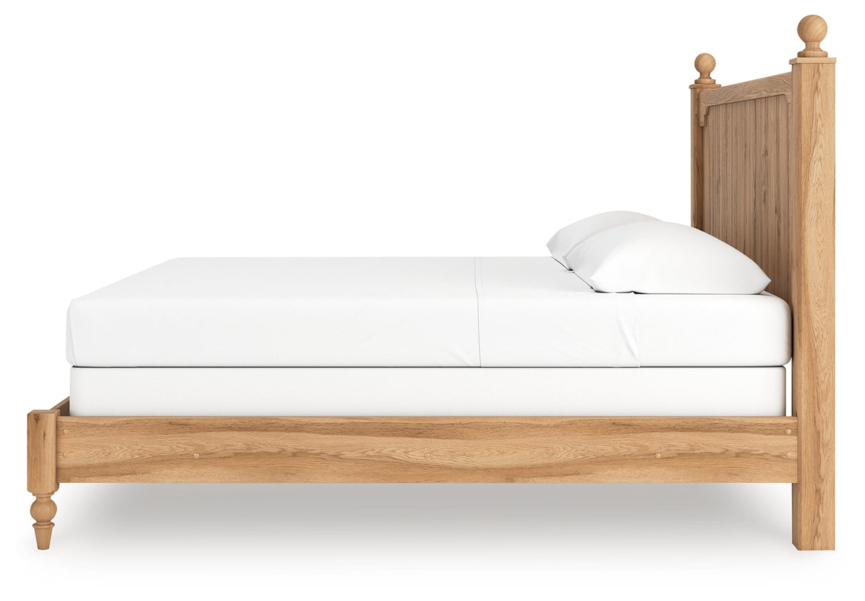 Aleaport Warm Brown King Panel Bed, Dresser, Mirror and Nightstand from Ashley - Luna Furniture