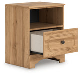 Aleaport Warm Brown King Panel Bed, Dresser, Mirror and Nightstand from Ashley - Luna Furniture