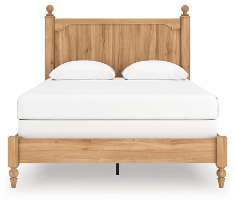 Aleaport Warm Brown Queen Panel Bed, Dresser, Mirror and Nightstand from Ashley - Luna Furniture