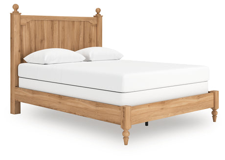 Aleaport Warm Brown Queen Panel Bed, Dresser, Mirror and Nightstand from Ashley - Luna Furniture