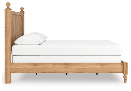 Aleaport Warm Brown Queen Panel Bed, Dresser, Mirror and Nightstand from Ashley - Luna Furniture