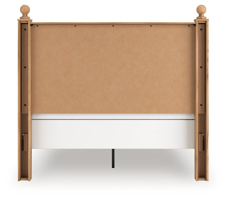 Aleaport Warm Brown Queen Panel Bed, Dresser, Mirror and Nightstand from Ashley - Luna Furniture