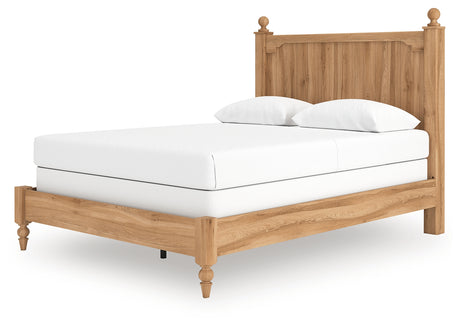 Aleaport Warm Brown Queen Panel Bed, Dresser, Mirror and Nightstand from Ashley - Luna Furniture