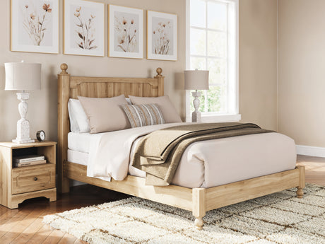 Aleaport Warm Brown Queen Panel Bed, Dresser, Mirror and Nightstand from Ashley - Luna Furniture
