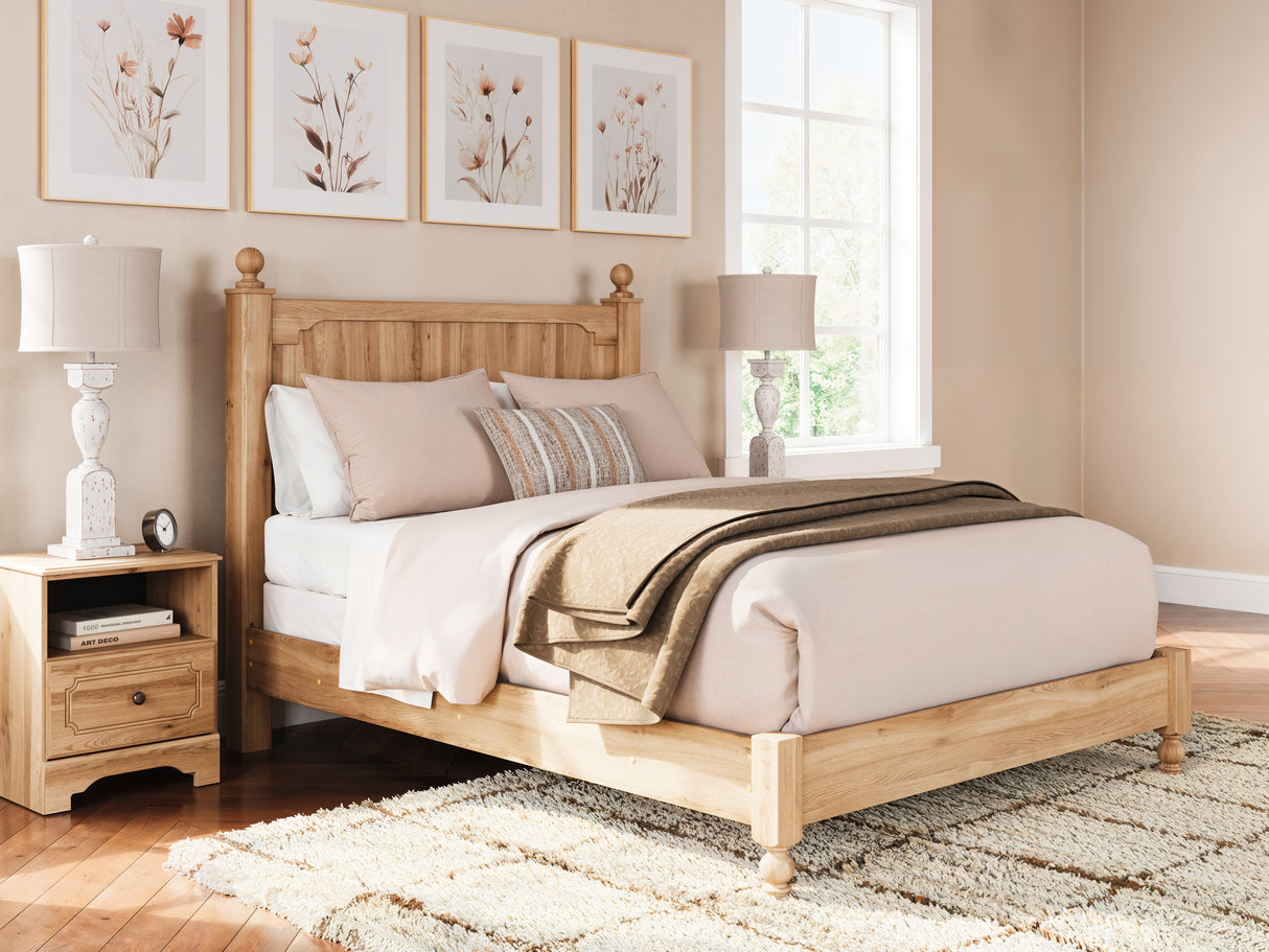 Aleaport Warm Brown Queen Panel Bed from Ashley Furniture - Luna Furniture