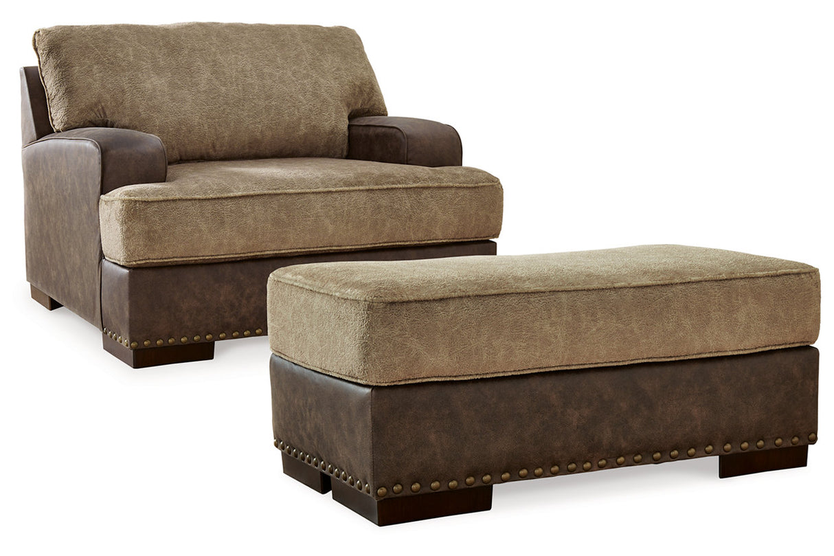 Alesbury Chocolate Oversized Chair and Ottoman from Ashley - Luna Furniture