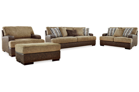 Alesbury Chocolate Sofa, Loveseat, Oversized Chair and Ottoman from Ashley - Luna Furniture