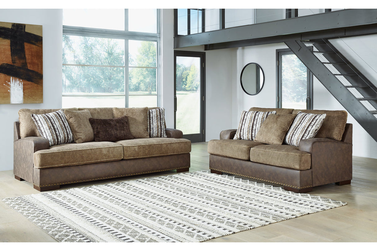 Alesbury Chocolate Sofa, Loveseat, Oversized Chair and Ottoman from Ashley - Luna Furniture