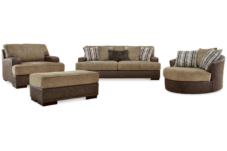 Alesbury Chocolate Sofa, Oversized Chair, Swivel Chair and Ottoman from Ashley - Luna Furniture