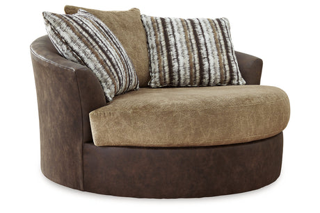 Alesbury Chocolate Sofa, Oversized Chair, Swivel Chair and Ottoman from Ashley - Luna Furniture