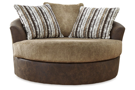 Alesbury Chocolate Sofa, Oversized Chair, Swivel Chair and Ottoman from Ashley - Luna Furniture