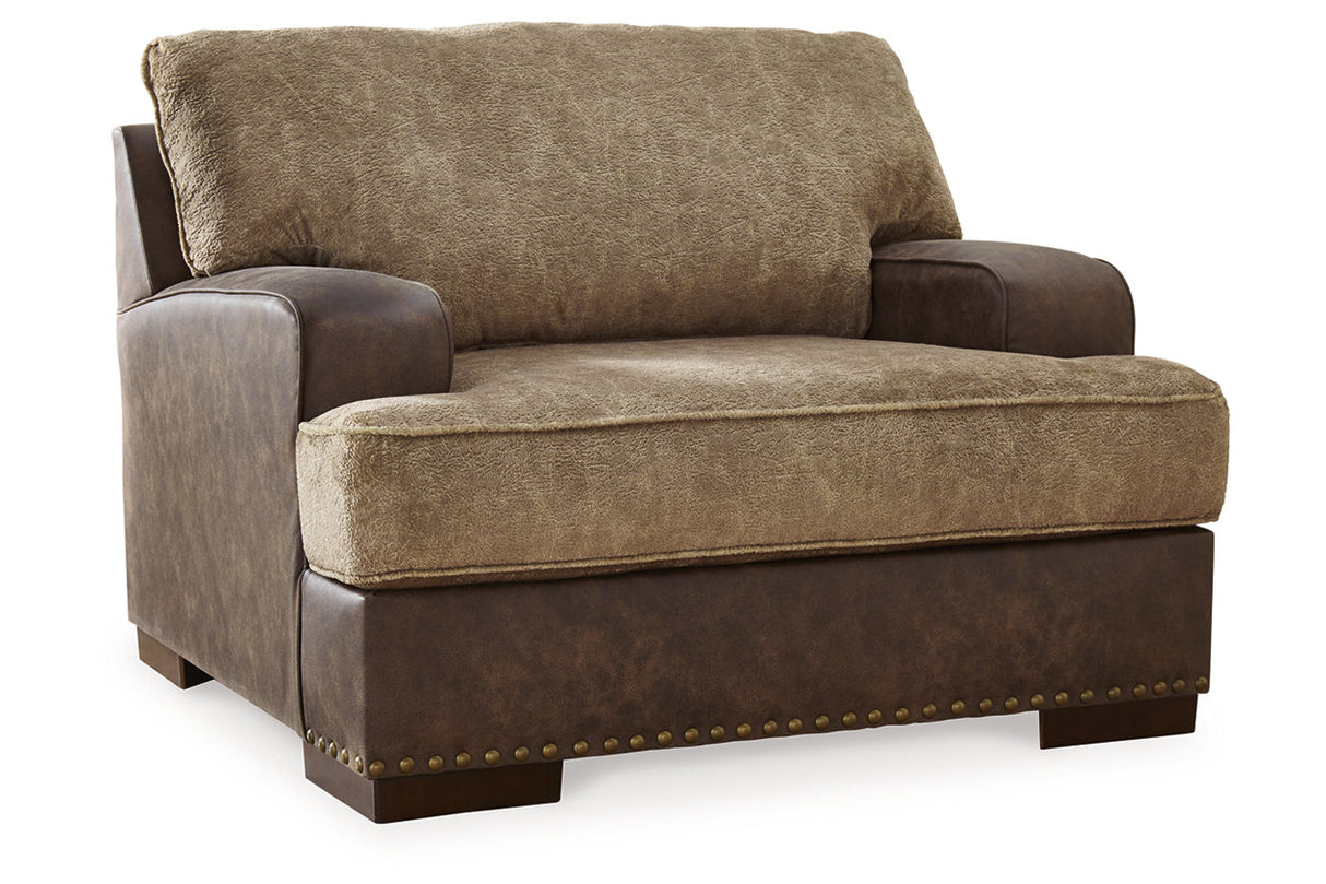 Alesbury Chocolate Sofa, Oversized Chair, Swivel Chair and Ottoman from Ashley - Luna Furniture