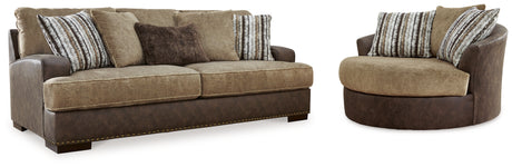 Alesbury Chocolate Sofa and Oversized Swivel Accent Chair from Ashley - Luna Furniture