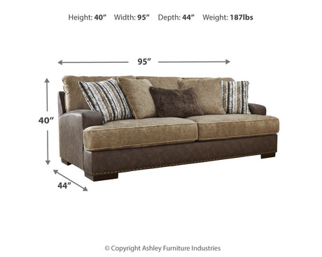 Alesbury Chocolate Sofa and Oversized Swivel Accent Chair from Ashley - Luna Furniture