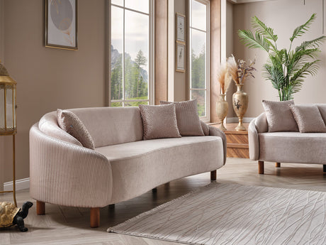 Alessa 4-pieces (2 Sofa & 2 Chair) Livingroom Set in Cream from Furnia - Luna Furniture