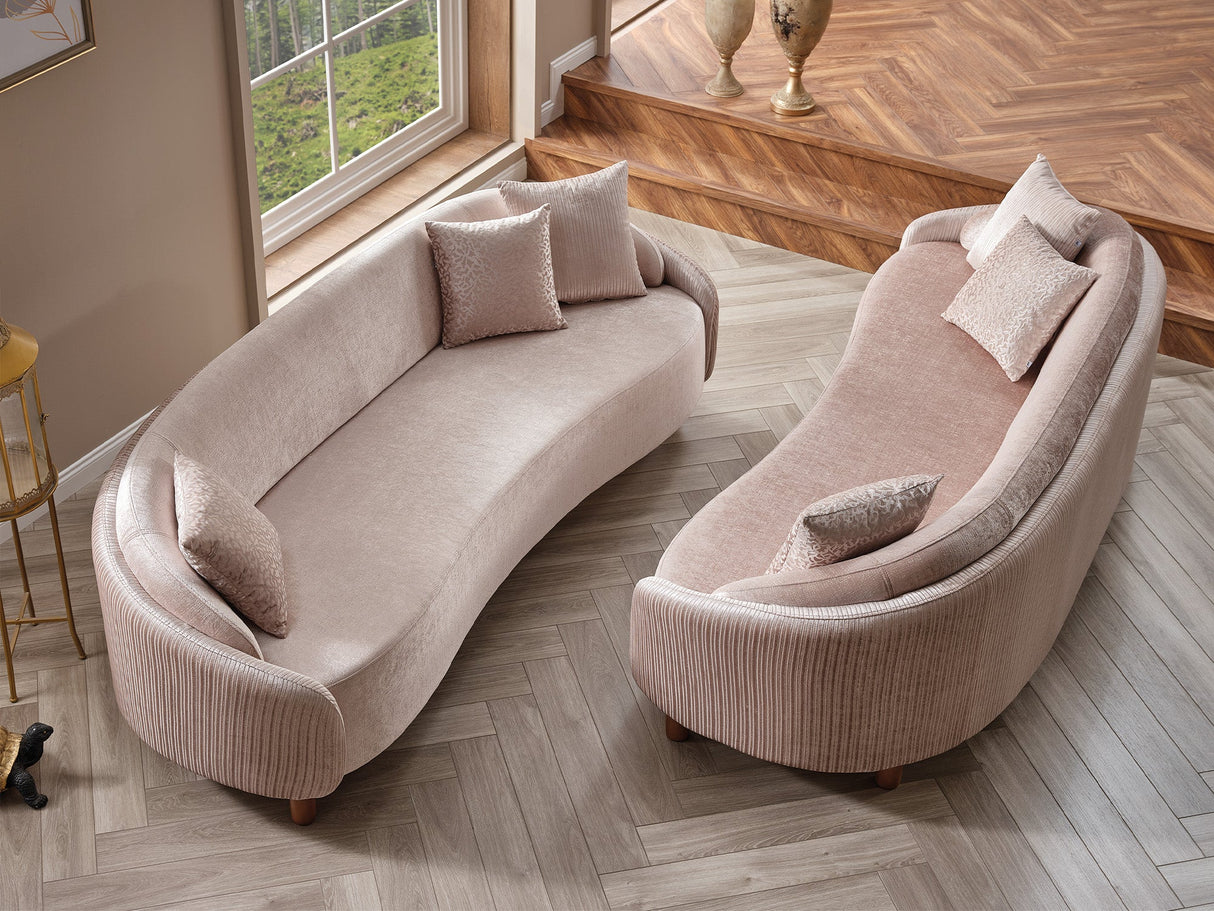 Alessa 4-pieces (2 Sofa & 2 Chair) Livingroom Set in Cream from Furnia - Luna Furniture
