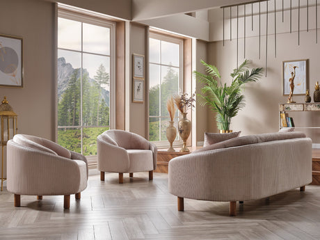 Alessa 4-pieces (2 Sofa & 2 Chair) Livingroom Set in Cream from Furnia - Luna Furniture