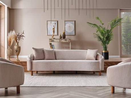 Alessa Stationary Sofa in Cream from Furnia - Luna Furniture