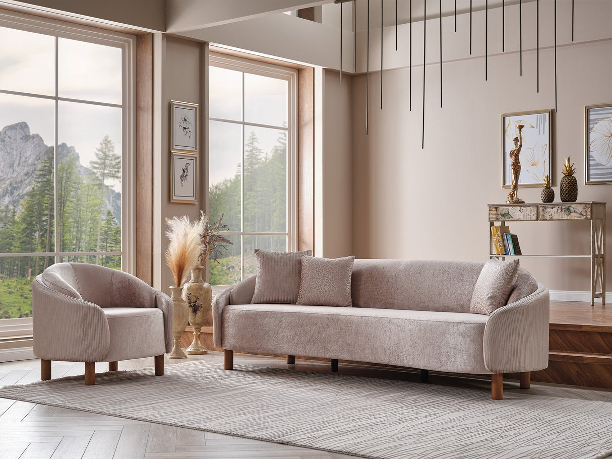 Alessa 4-pieces (2 Sofa & 2 Chair) Livingroom Set in Cream from Furnia - Luna Furniture