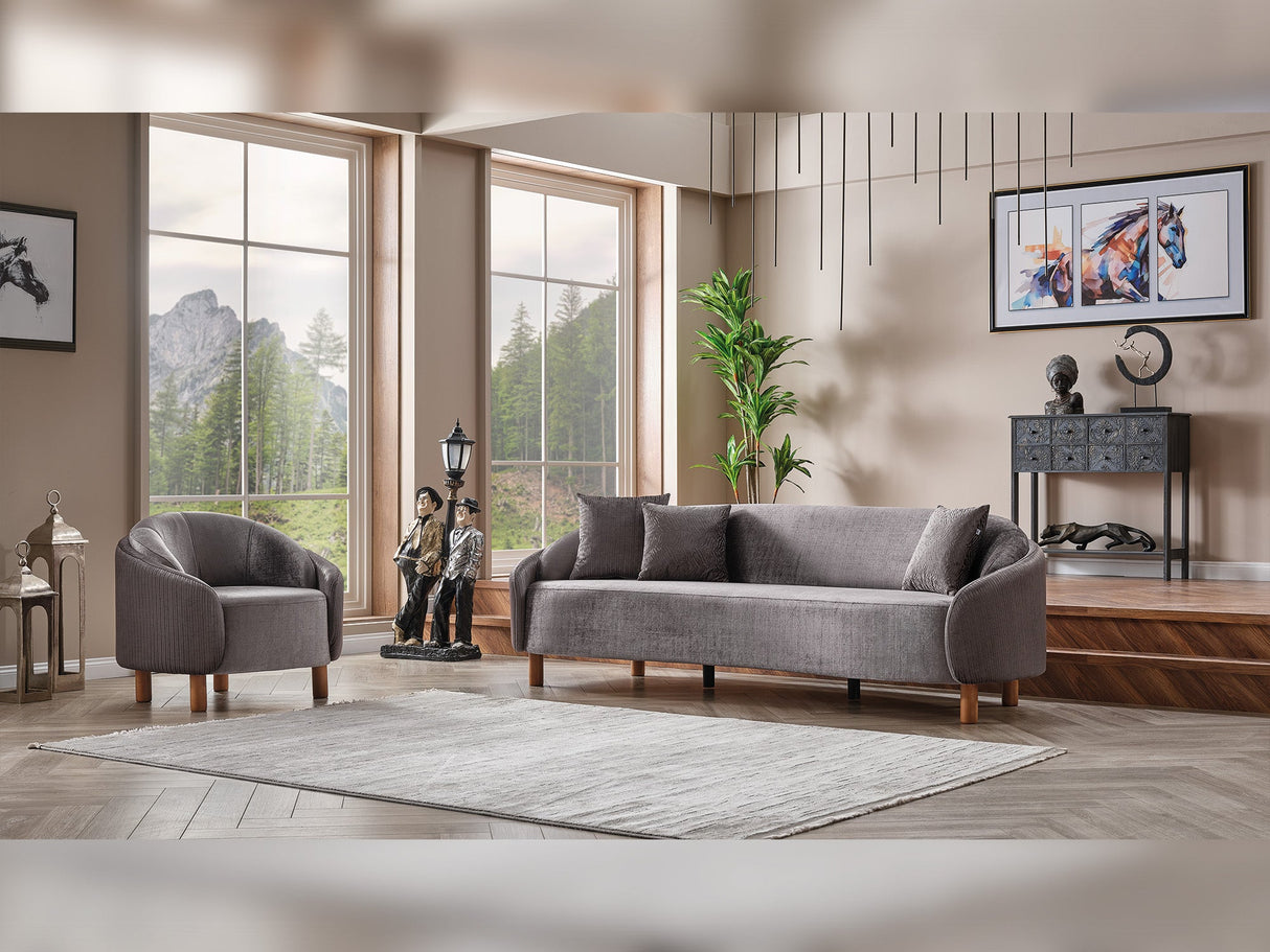 Alessa 4-pieces (2 Sofa & 2 Chair) Livingroom Set in Grey from Furnia - Luna Furniture