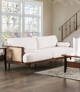 Alesund Beige/Walnut Sofa from Furniture of America - Luna Furniture